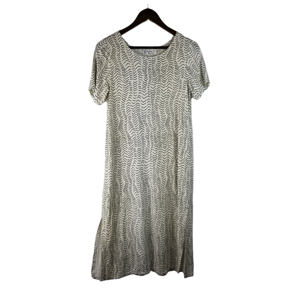 Fighting Eel Short Sleeve Maxi Dress Small Women's White Black Used